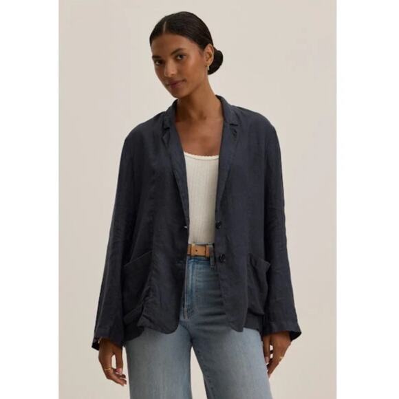 Velvet by Graham & Spencer Oversized Navy Blue Blazer Women’s Small Soft Neutral - Picture 1 of 8
